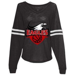 Women’s Slub Jersey Varsitee V-Neck Long Sleeve T-Shirt Thumbnail