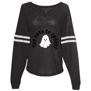 Women’s Slub Jersey Varsitee V-Neck Long Sleeve T-Shirt Thumbnail