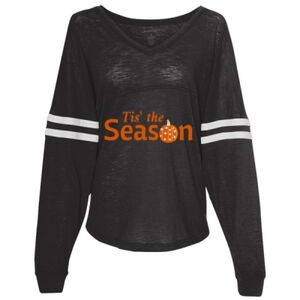 Women’s Slub Jersey Varsitee V-Neck Long Sleeve T-Shirt Thumbnail