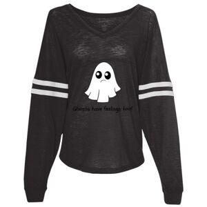 Women’s Slub Jersey Varsitee V-Neck Long Sleeve T-Shirt Thumbnail