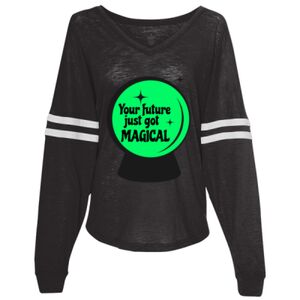 Women’s Slub Jersey Varsitee V-Neck Long Sleeve T-Shirt Thumbnail