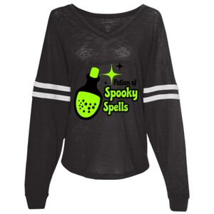Women’s Slub Jersey Varsitee V-Neck Long Sleeve T-Shirt Thumbnail