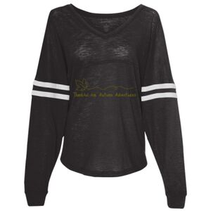 Women’s Slub Jersey Varsitee V-Neck Long Sleeve T-Shirt Thumbnail