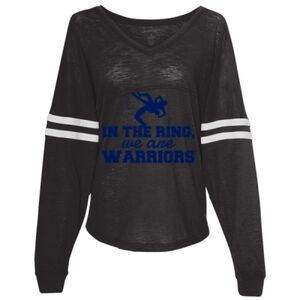 Women’s Slub Jersey Varsitee V-Neck Long Sleeve T-Shirt Thumbnail