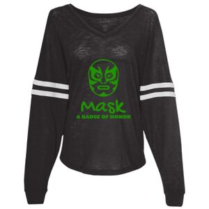 Women’s Slub Jersey Varsitee V-Neck Long Sleeve T-Shirt Thumbnail