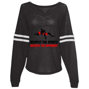 Women’s Slub Jersey Varsitee V-Neck Long Sleeve T-Shirt Thumbnail