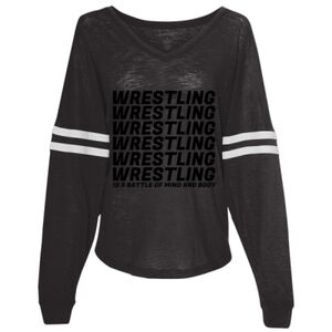 Women’s Slub Jersey Varsitee V-Neck Long Sleeve T-Shirt Thumbnail