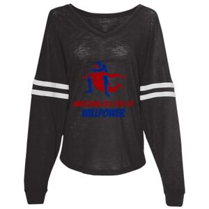 Women’s Slub Jersey Varsitee V-Neck Long Sleeve T-Shirt Thumbnail