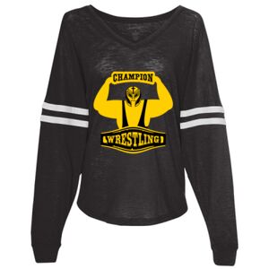 Women’s Slub Jersey Varsitee V-Neck Long Sleeve T-Shirt Thumbnail