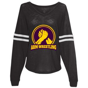 Women’s Slub Jersey Varsitee V-Neck Long Sleeve T-Shirt Thumbnail