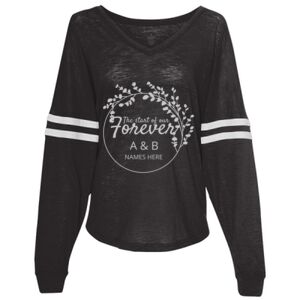 Women’s Slub Jersey Varsitee V-Neck Long Sleeve T-Shirt Thumbnail