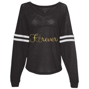 Women’s Slub Jersey Varsitee V-Neck Long Sleeve T-Shirt Thumbnail