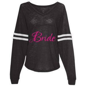 Women’s Slub Jersey Varsitee V-Neck Long Sleeve T-Shirt Thumbnail