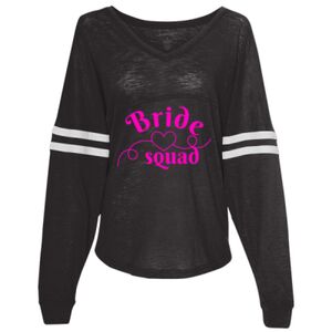 Women’s Slub Jersey Varsitee V-Neck Long Sleeve T-Shirt Thumbnail