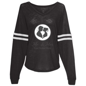 Women’s Slub Jersey Varsitee V-Neck Long Sleeve T-Shirt Thumbnail