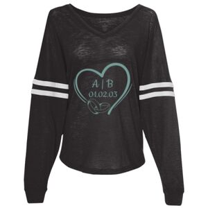 Women’s Slub Jersey Varsitee V-Neck Long Sleeve T-Shirt Thumbnail