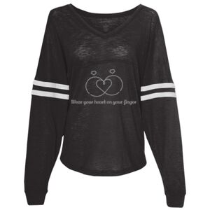 Women’s Slub Jersey Varsitee V-Neck Long Sleeve T-Shirt Thumbnail