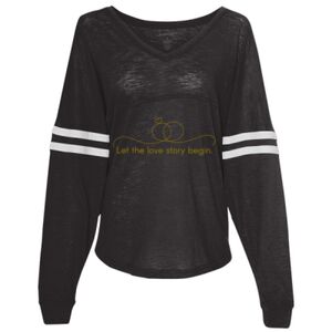 Women’s Slub Jersey Varsitee V-Neck Long Sleeve T-Shirt Thumbnail