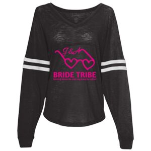 Women’s Slub Jersey Varsitee V-Neck Long Sleeve T-Shirt Thumbnail