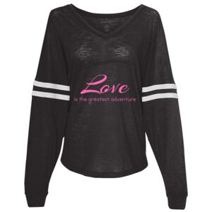 Women’s Slub Jersey Varsitee V-Neck Long Sleeve T-Shirt Thumbnail