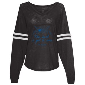 Women’s Slub Jersey Varsitee V-Neck Long Sleeve T-Shirt Thumbnail