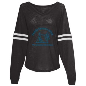 Women’s Slub Jersey Varsitee V-Neck Long Sleeve T-Shirt Thumbnail