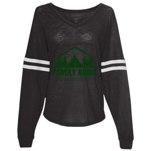 Women’s Slub Jersey Varsitee V-Neck Long Sleeve T-Shirt Thumbnail