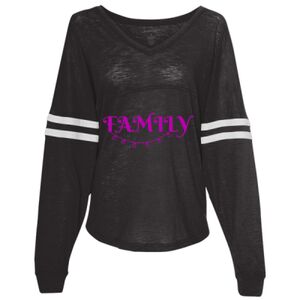 Women’s Slub Jersey Varsitee V-Neck Long Sleeve T-Shirt Thumbnail
