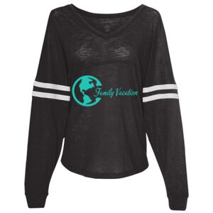 Women’s Slub Jersey Varsitee V-Neck Long Sleeve T-Shirt Thumbnail