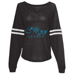 Women’s Slub Jersey Varsitee V-Neck Long Sleeve T-Shirt Thumbnail