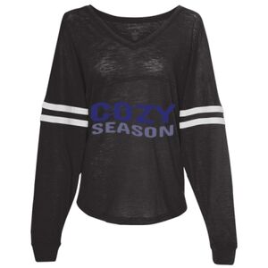 Women’s Slub Jersey Varsitee V-Neck Long Sleeve T-Shirt Thumbnail