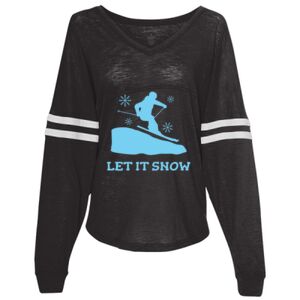 Women’s Slub Jersey Varsitee V-Neck Long Sleeve T-Shirt Thumbnail