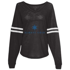 Women’s Slub Jersey Varsitee V-Neck Long Sleeve T-Shirt Thumbnail