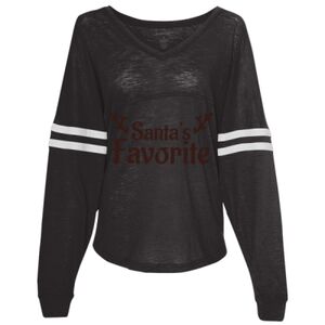 Women’s Slub Jersey Varsitee V-Neck Long Sleeve T-Shirt Thumbnail