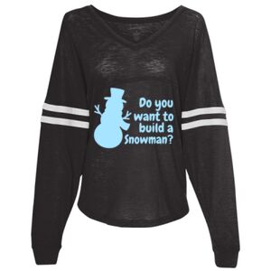 Women’s Slub Jersey Varsitee V-Neck Long Sleeve T-Shirt Thumbnail