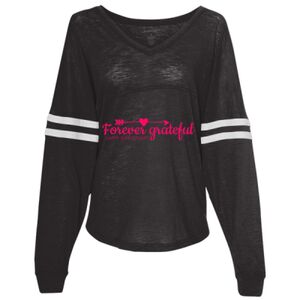 Women’s Slub Jersey Varsitee V-Neck Long Sleeve T-Shirt Thumbnail