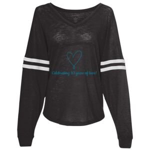Women’s Slub Jersey Varsitee V-Neck Long Sleeve T-Shirt Thumbnail