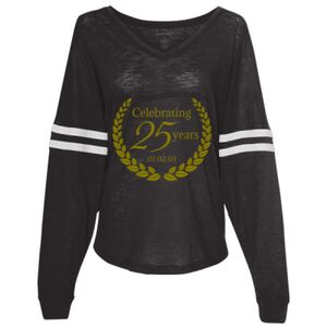 Women’s Slub Jersey Varsitee V-Neck Long Sleeve T-Shirt Thumbnail