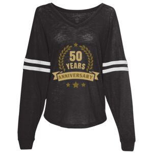 Women’s Slub Jersey Varsitee V-Neck Long Sleeve T-Shirt Thumbnail