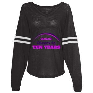 Women’s Slub Jersey Varsitee V-Neck Long Sleeve T-Shirt Thumbnail