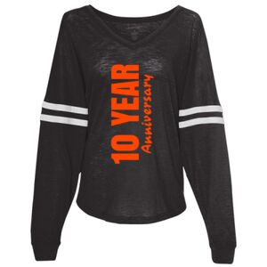 Women’s Slub Jersey Varsitee V-Neck Long Sleeve T-Shirt Thumbnail