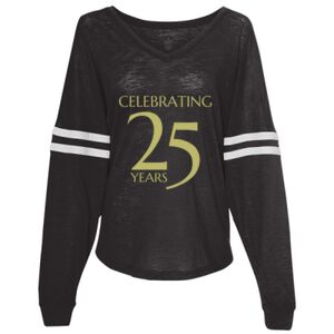 Women’s Slub Jersey Varsitee V-Neck Long Sleeve T-Shirt Thumbnail