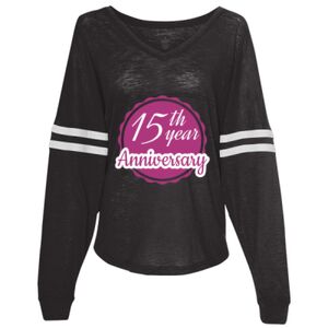 Women’s Slub Jersey Varsitee V-Neck Long Sleeve T-Shirt Thumbnail