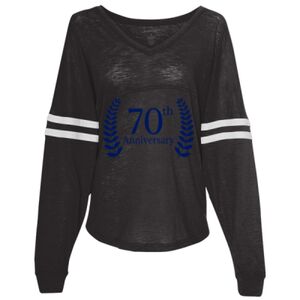Women’s Slub Jersey Varsitee V-Neck Long Sleeve T-Shirt Thumbnail