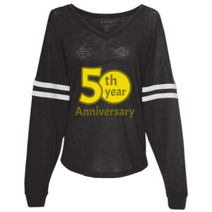 Women’s Slub Jersey Varsitee V-Neck Long Sleeve T-Shirt Thumbnail