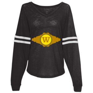 Women’s Slub Jersey Varsitee V-Neck Long Sleeve T-Shirt Thumbnail