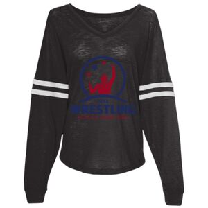 Women’s Slub Jersey Varsitee V-Neck Long Sleeve T-Shirt Thumbnail