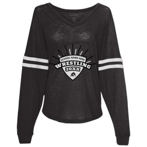 Women’s Slub Jersey Varsitee V-Neck Long Sleeve T-Shirt Thumbnail