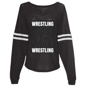 Women’s Slub Jersey Varsitee V-Neck Long Sleeve T-Shirt Thumbnail