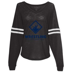 Women’s Slub Jersey Varsitee V-Neck Long Sleeve T-Shirt Thumbnail